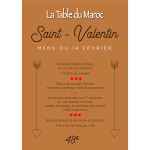 Menu Saint Valentin à emporter