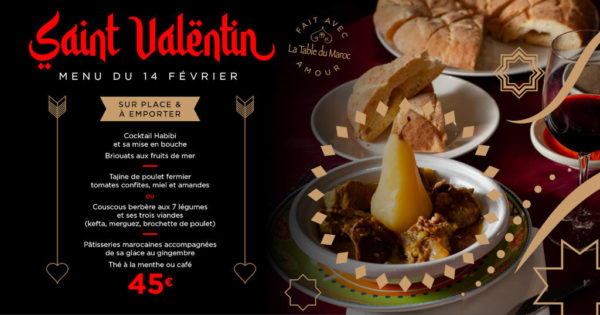 Menu Saint Valentin à emporter